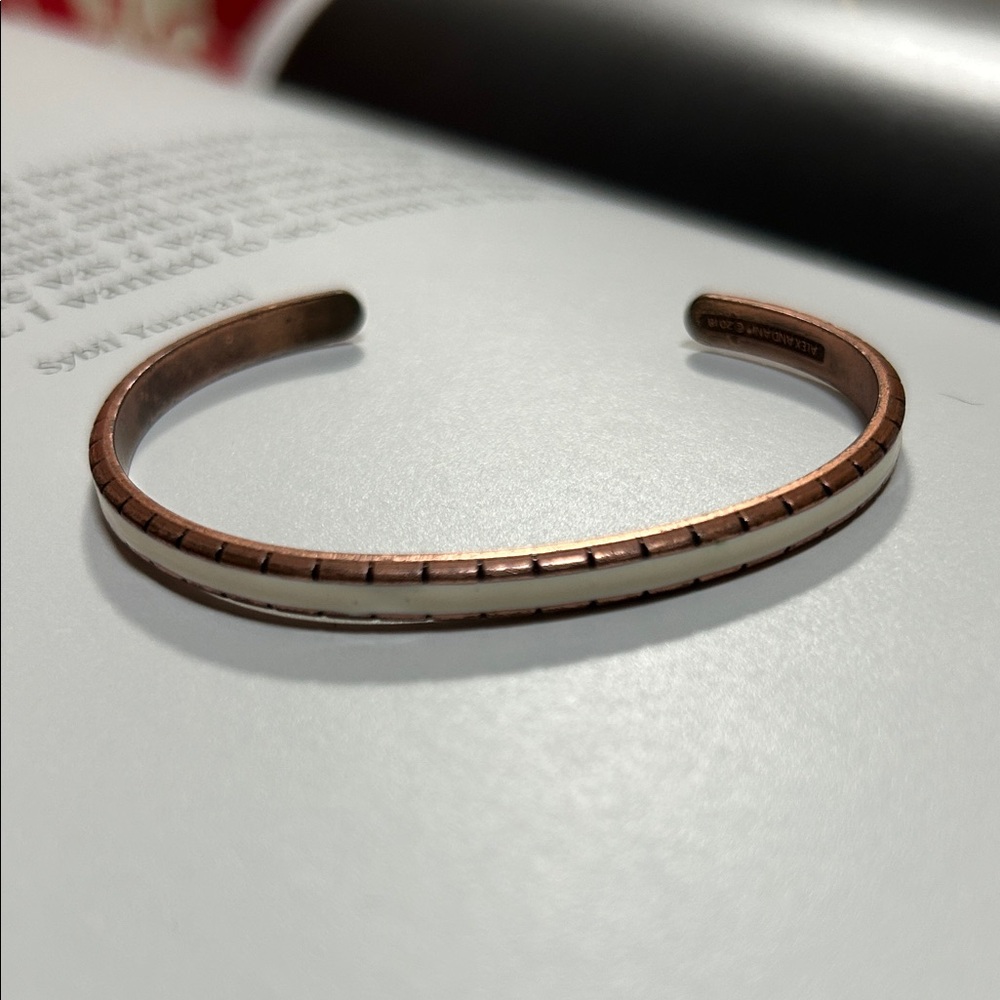 Alex and Ani Copper and White Enamel thin Bracelet